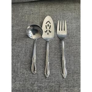 Simeon L & George H Rogers Stainless Serving Set 3 Pieces Homestead Pattern